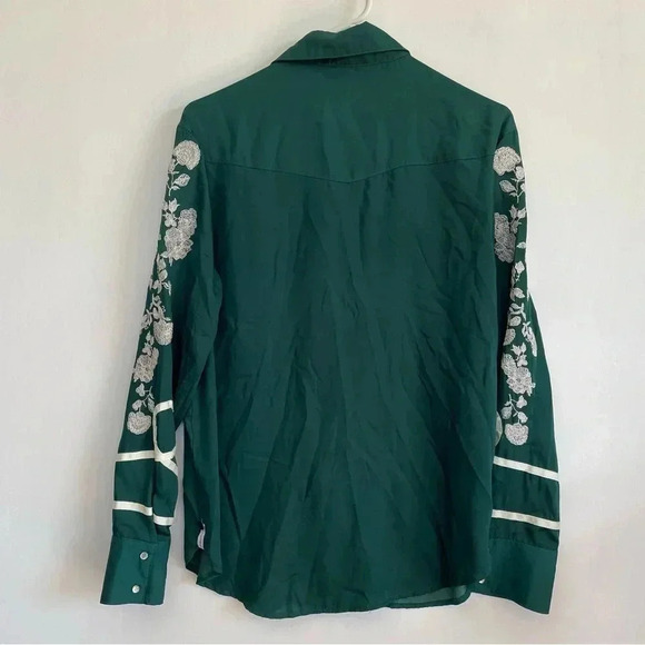 One Teaspoon San Cerena Shirt Green Button Down Embroidered Western Floral XS - Picture 5 of 13